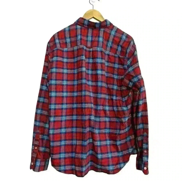 American Eagle classic fit seriously soft plaid red blue men’s button-down shirt - Picture 2 of 9